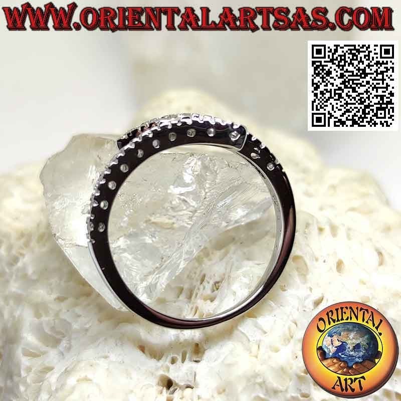 Anillo de plata, envuelto en serpiente tachonado de circonitas blancas (ajustable)