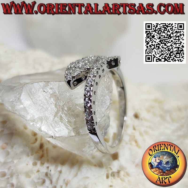 Bague en argent, serpent enveloppé parsemé de zircons blancs (réglable)