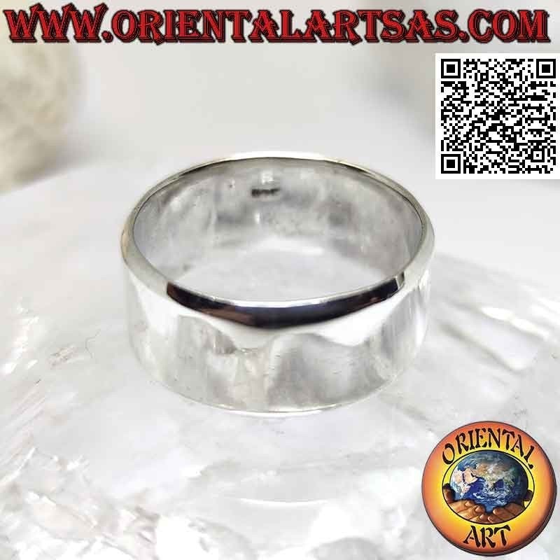 Silberring mit flachem glattem Band mit abgerundeten Kanten (11 mm.)