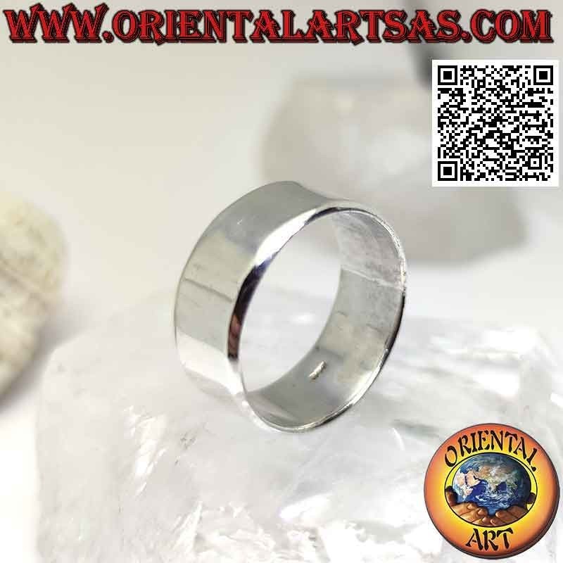 Bague en argent avec bande plate lisse à bords arrondis (11 mm.)