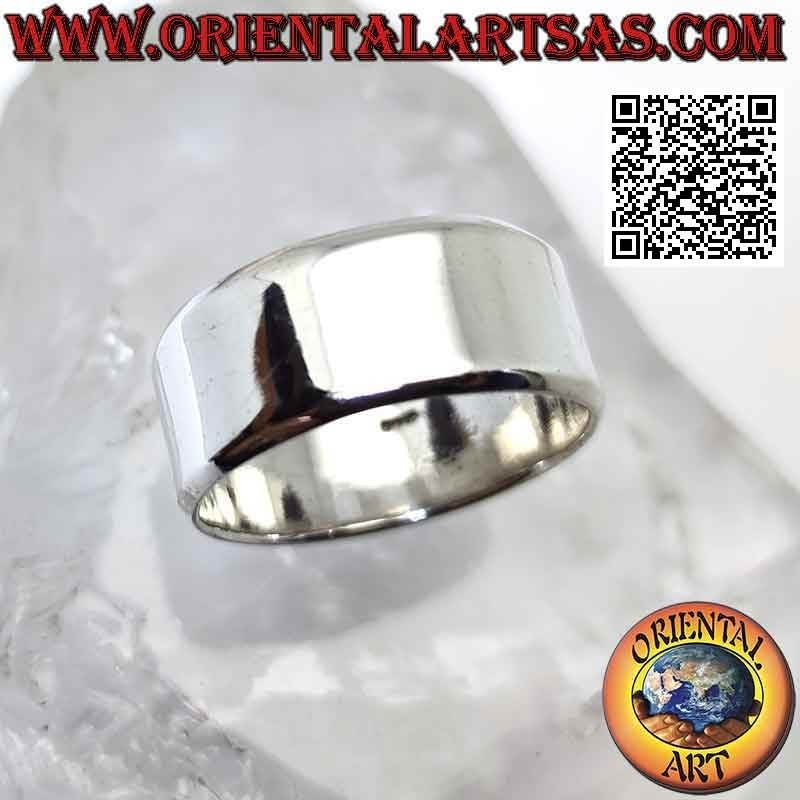 Anello in argento a fascia liscia piatta con bordi tondeggianti (11 mm.)