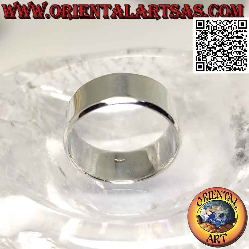 Silberring mit flachem glattem Band mit abgerundeten Kanten (9 mm.)