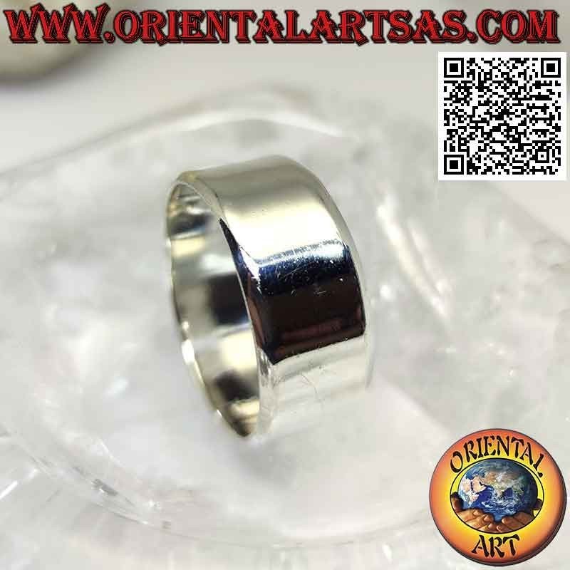 Anello in argento a fascia liscia piatta con bordi tondeggianti (9 mm.)