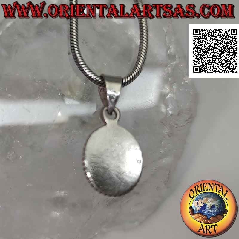 Pendentif en argent avec cabochon ovale étoile noire (Diopside) entouré de tissage