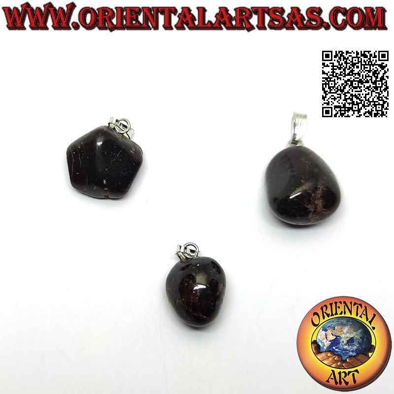 Natural Tumbled Garnet Pendant - Hypoallergenic Hook | Oriental Art
