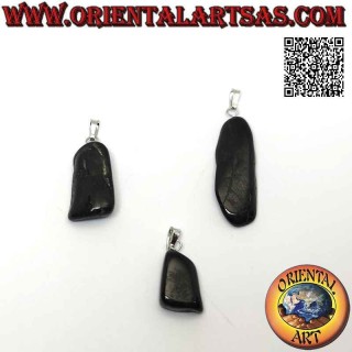 Black Tourmaline Tumbled Pendant Hypoallergenic | Oriental Art