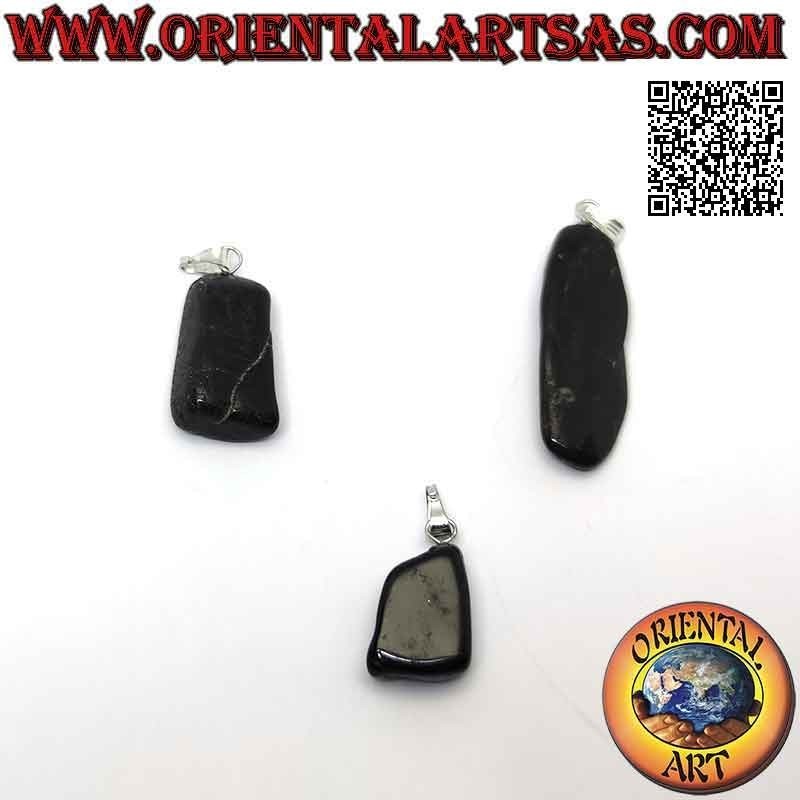 Black Tourmaline Tumbled Pendant Hypoallergenic | Oriental Art
