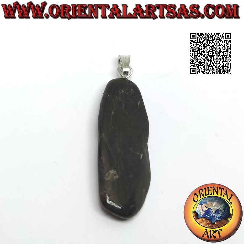 Black Tourmaline Tumbled Pendant Hypoallergenic | Oriental Art