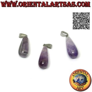 Colgante Amatista Natural Gota Pulida Hipoalergénico