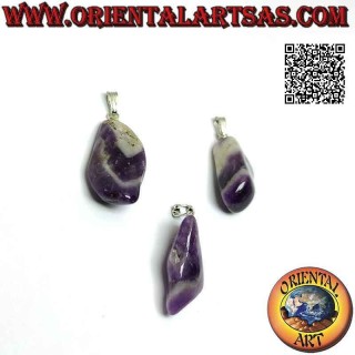 Ciondolo Ametista Chevron Naturale Burattata | Oriental Art