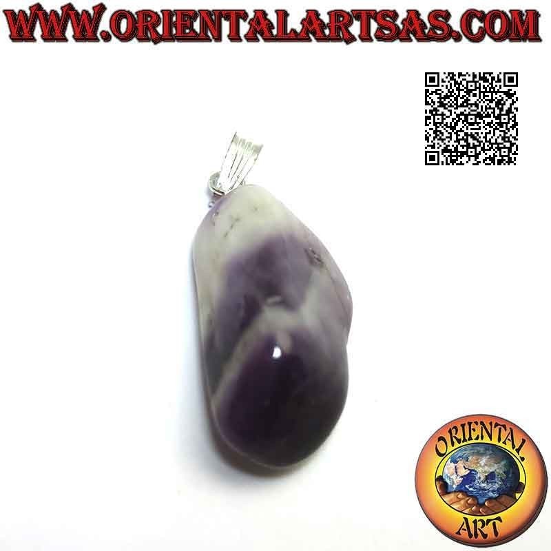 Natural Tumbled Chevron Amethyst Pendant | Hypoallergenic | Oriental Art