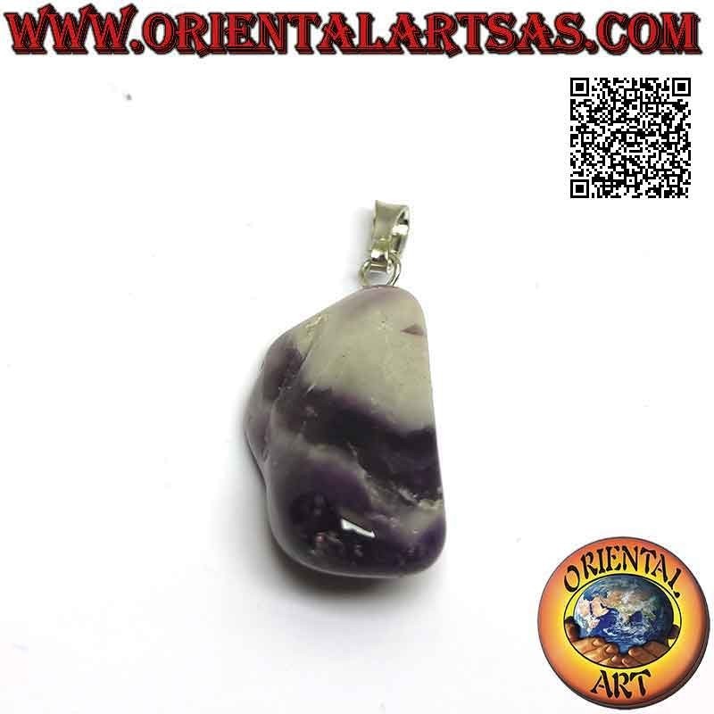 Natural Tumbled Chevron Amethyst Pendant | Hypoallergenic | Oriental Art