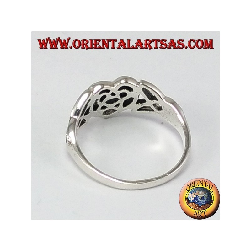 Silver ring, Celtic heart with knot