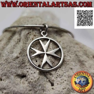 Silver pendant, cross of the monastic state of the Knights of Malta in the circle