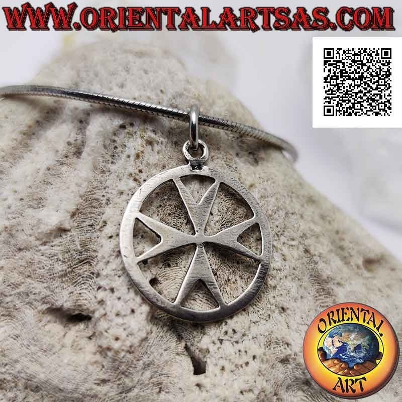 Silver pendant, cross of the monastic state of the Knights of Malta in the circle