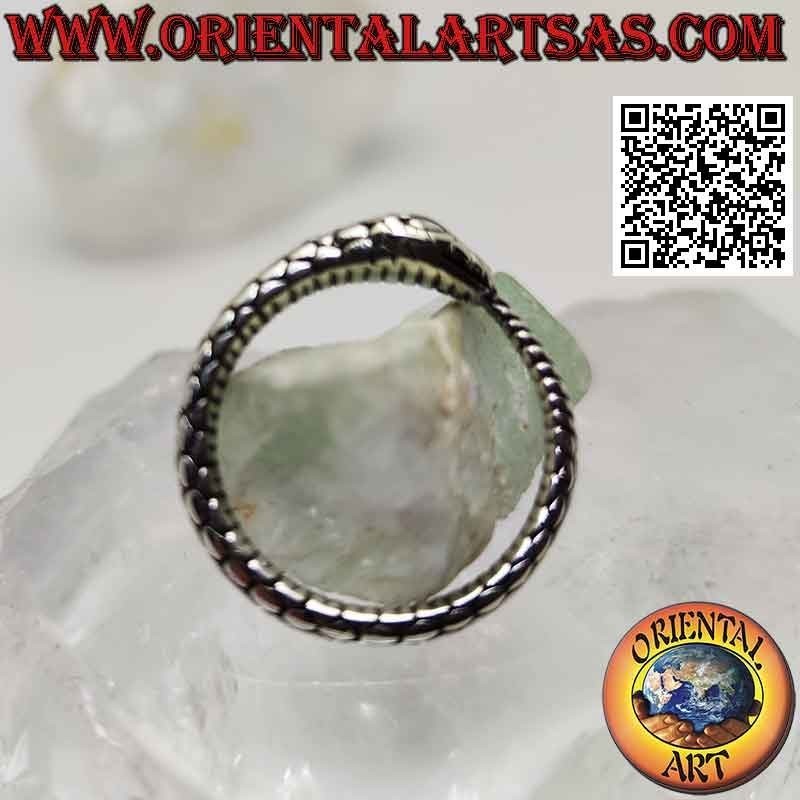 Silver ring, engraved three-dimensional Ouroboros snake