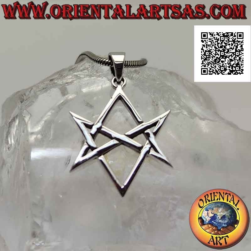 Pendentif en argent, hexagramme unicursal (symbole de la religion Thélema ou Thelema)