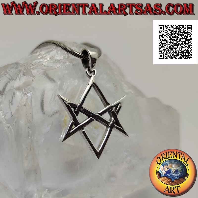 Colgante de plata, hexagrama unicursal (símbolo de la religión Thélema o Thelema)
