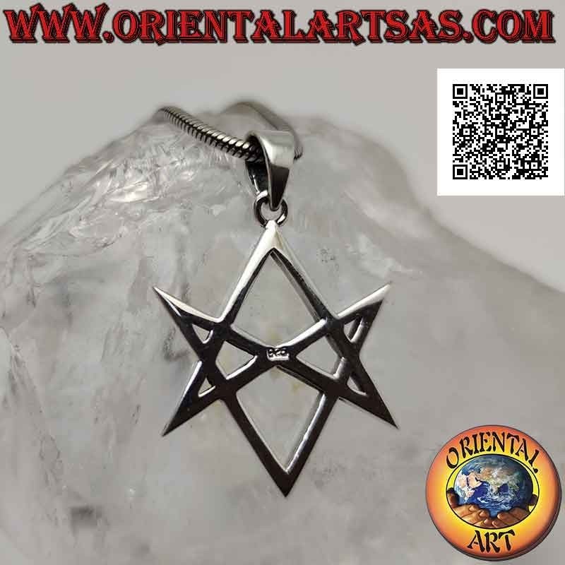 Pendentif en argent, hexagramme unicursal (symbole de la religion Thélema ou Thelema)