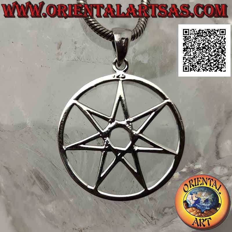 Colgante de plata, heptagrama (símbolo de la perfección del hombre en su totalidad, cuerpo y alma)
