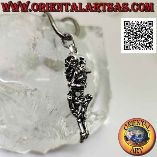 Silver pendant, pair of skeletons having sex
