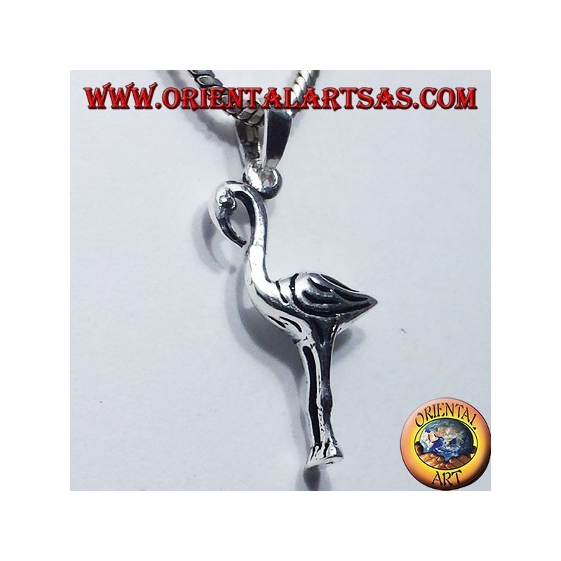 Pendentif flamant rose en argent