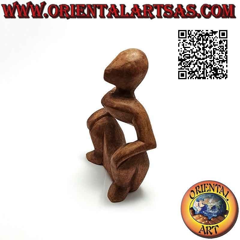 Sculpture "accroupie" de style abstrait en bois de suar, 16 cm