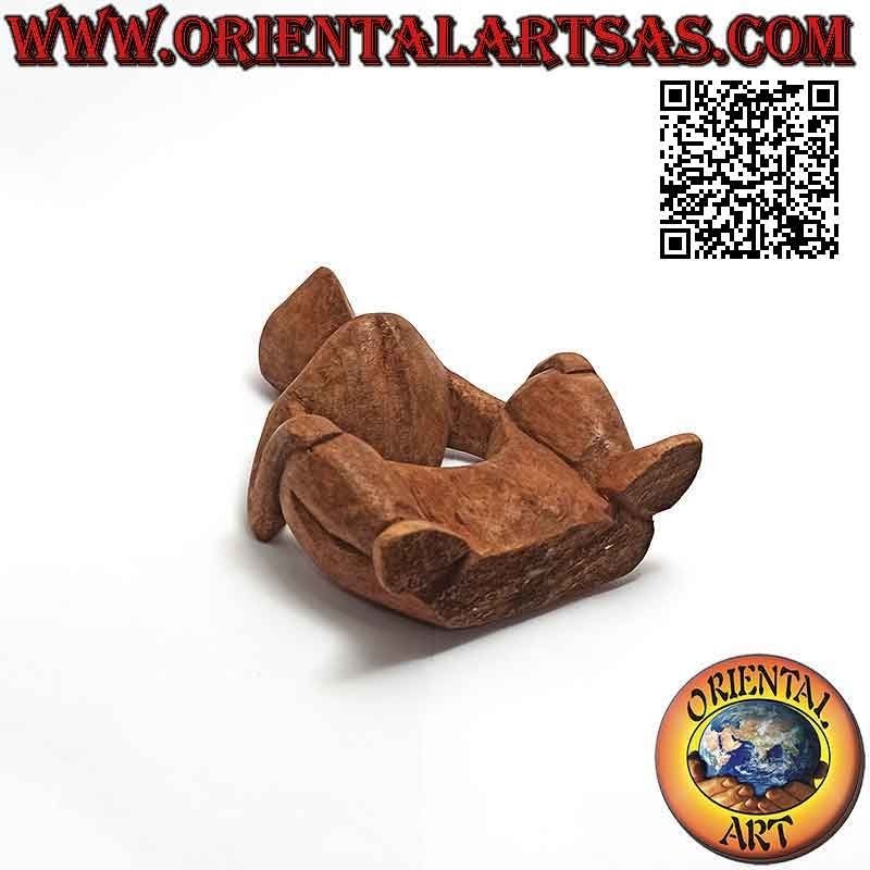 Scultura "squat" in stile abstract in legno di suar, 16 cm