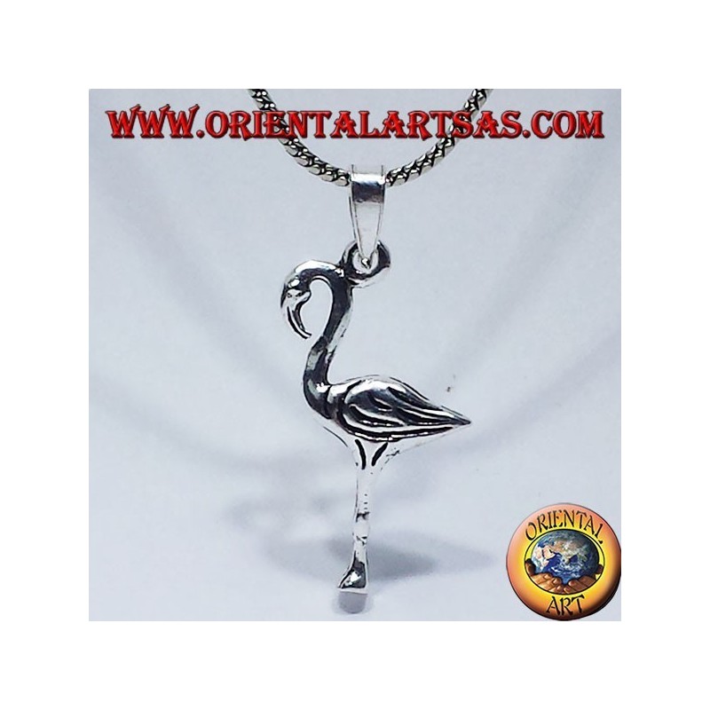 Pendentif flamant rose en argent