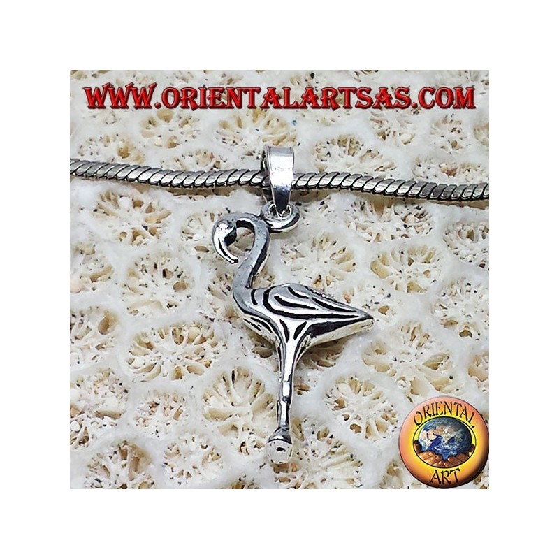 Pendentif flamant rose en argent