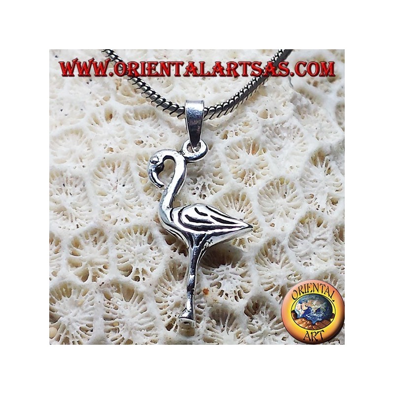Pendentif flamant rose en argent