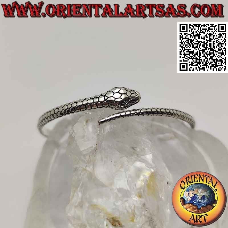 Bracciale rigido in argento 925‰ a forma di serpente "ouroboros" (uroboro)