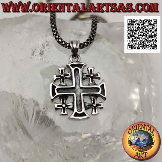 Pendentif en argent, croix de Jérusalem (des chevaliers du Saint-Sépulcre) en bas-relief