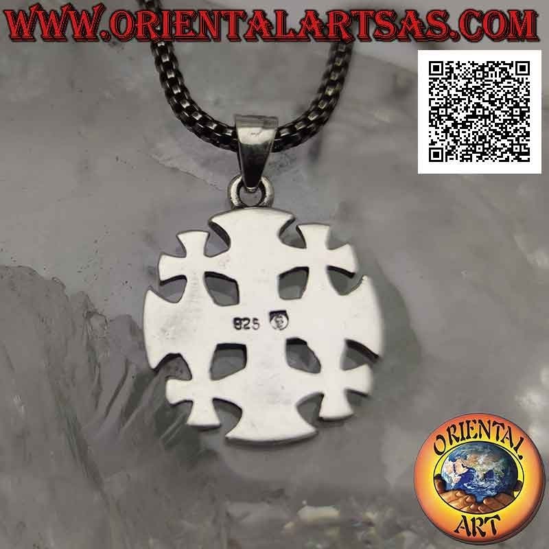 Pendentif en argent, croix de Jérusalem (des chevaliers du Saint-Sépulcre) en bas-relief