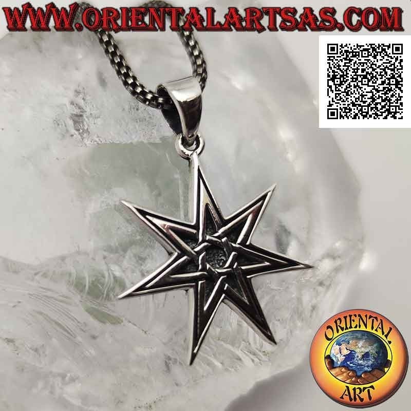 Silver pendant, heptagram (symbol of perfection of man in his totality, body and soul) in bas-relief