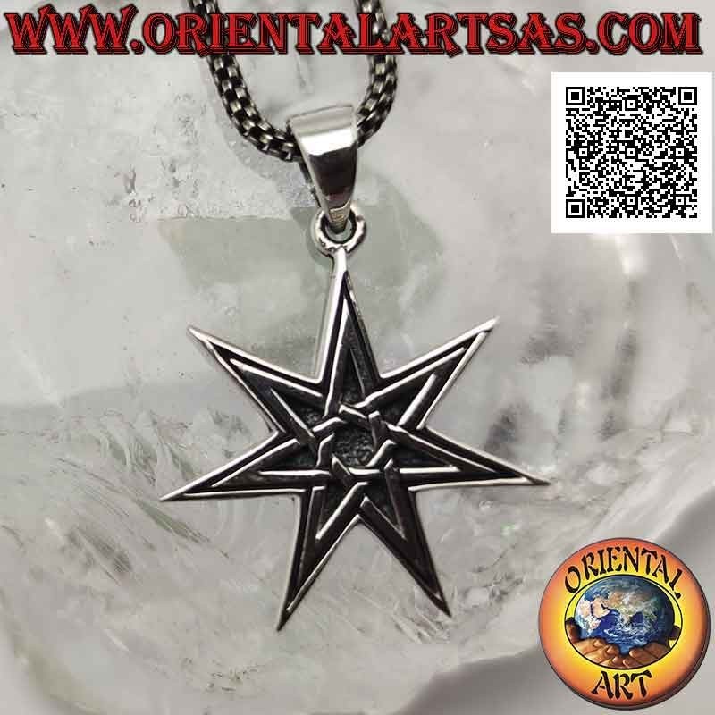 Silver pendant, heptagram (symbol of perfection of man in his totality, body and soul) in bas-relief
