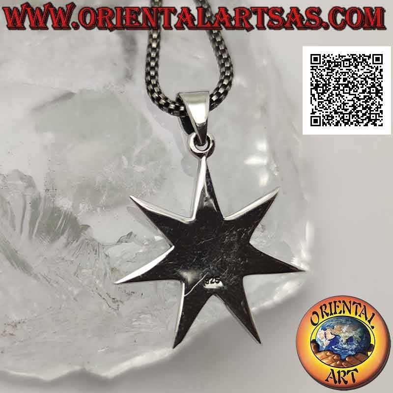 Silver pendant, heptagram (symbol of perfection of man in his totality, body and soul) in bas-relief