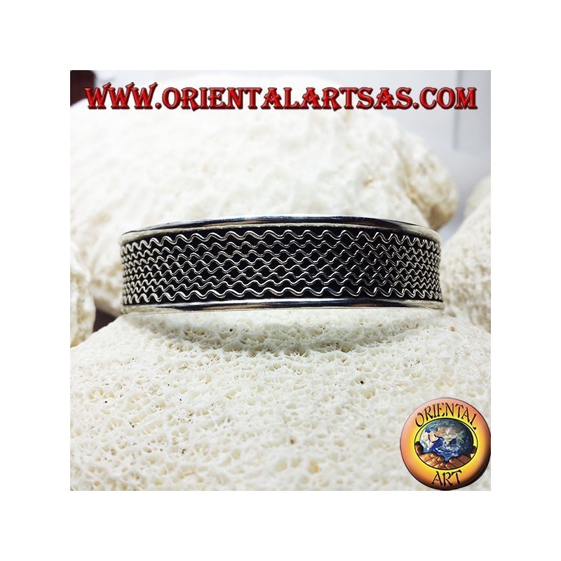 pulsera de plata, las ondas hechas a mano