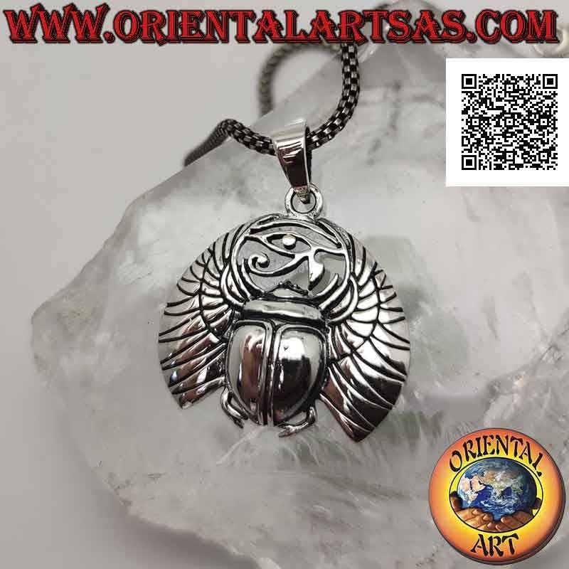 Silver pendant, dung scarab with eye of Horus (Egyptian symbol of resurrection)