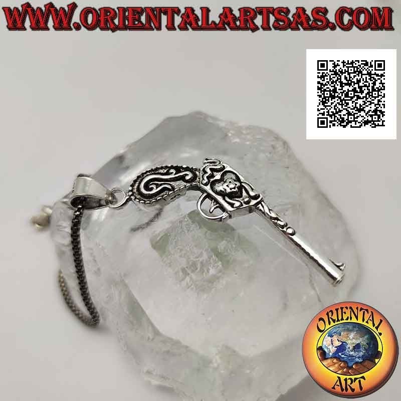 Ciondolo Argento 925 Pistola Revolver Cowboy | Stile Western