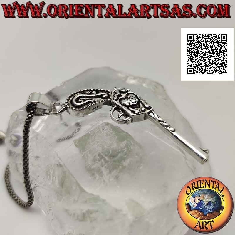 925 Silver Revolver Pistol Pendant | Western & Cowboy Style