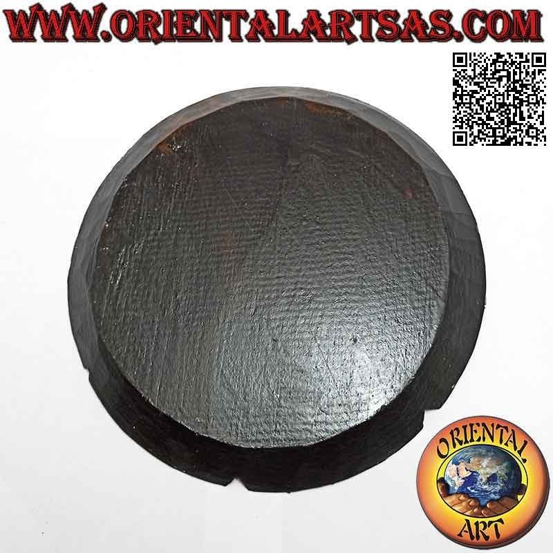 Round flat ashtray with "sun and moon" painted decoration in balsa wood (large)