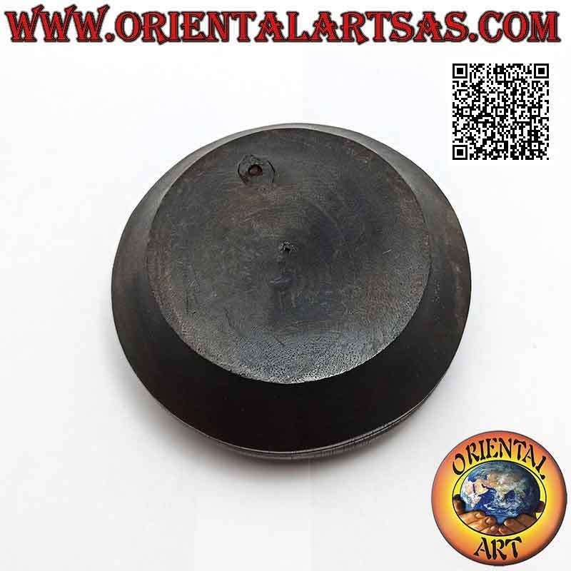 Cenicero redondo en madera de caoba con placa de alpaca o plata (natural)