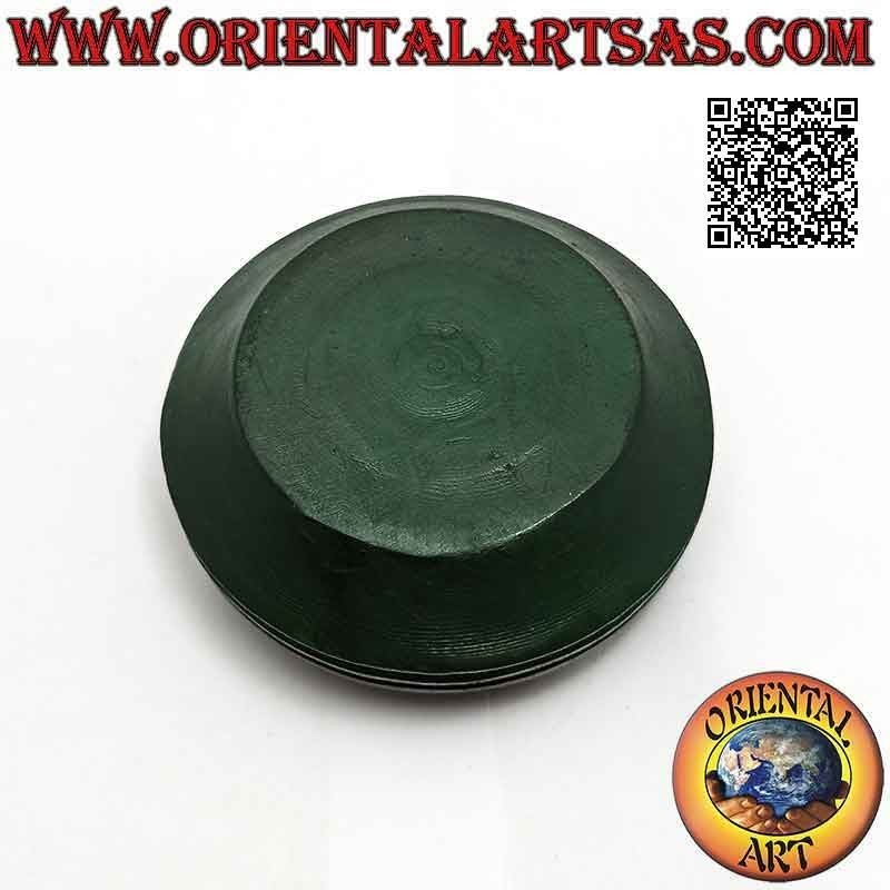 Cendrier rond en bois d'acajou avec plaque en maillechort ou argent (vert)