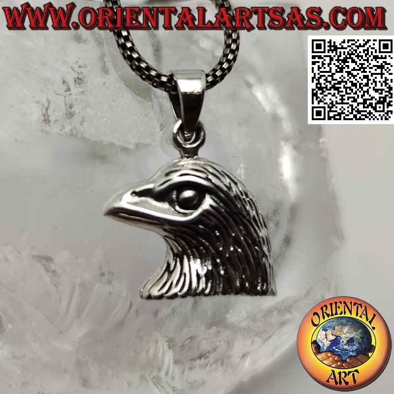 Ciondolo in argento, testa di aquila reale di profilo