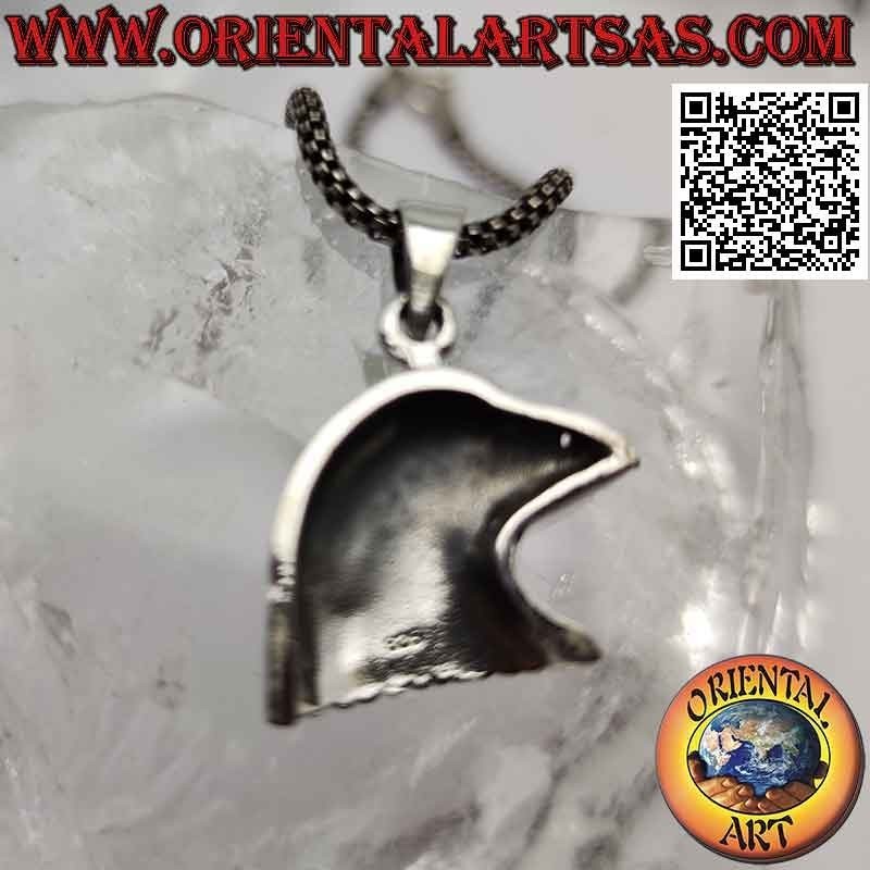Silver pendant, golden eagle head in profile