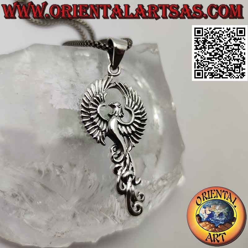 Silver pendant, the phoenix risen from the ashes (symbol of rebirth)
