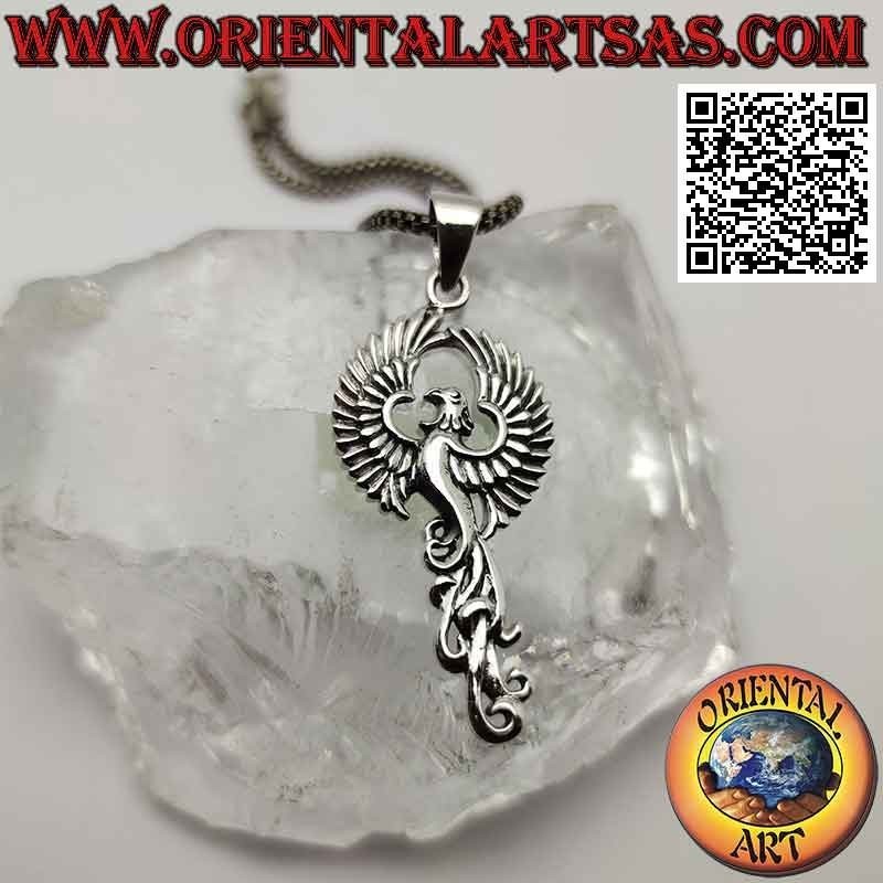 Colgante de plata, el fénix resucitado de las cenizas (símbolo del renacimiento)
