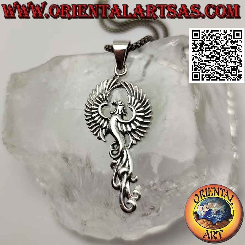 Silver pendant, the phoenix risen from the ashes (symbol of rebirth)