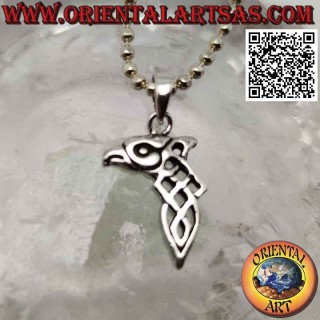 Pendentif en argent, noeud celtique avec tête de raptor sur le dessus